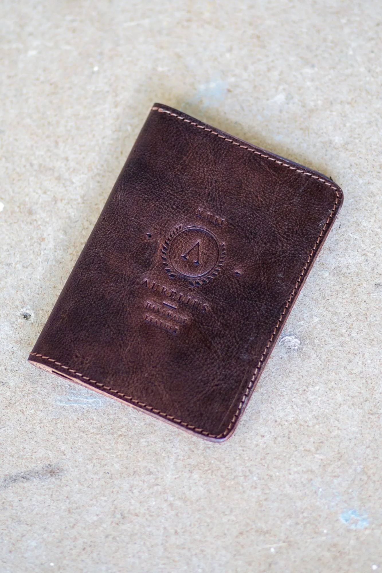 Dark Crunchy Leather Passport and Card Holder