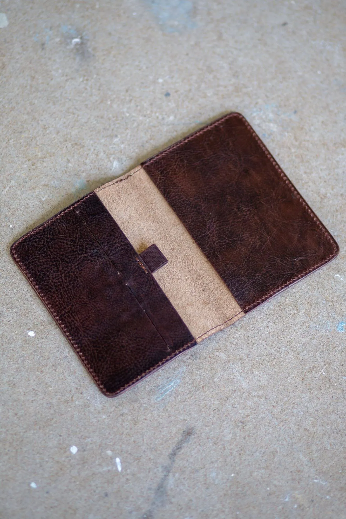 Dark Crunchy Leather Passport and Card Holder
