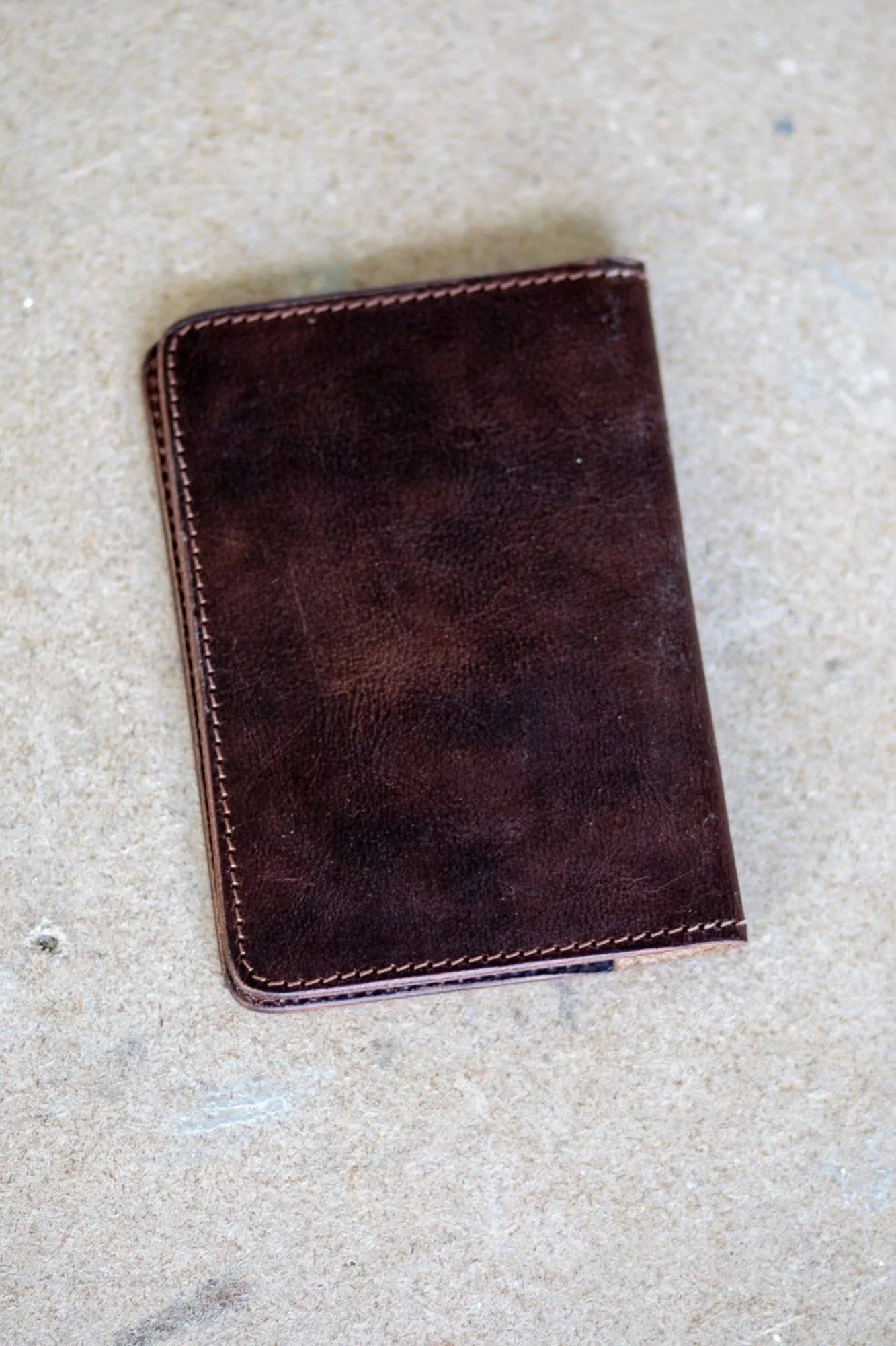 Dark Crunchy Leather Passport and Card Holder