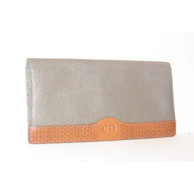 Dior Sage Cd Camel Leather Xl Christian Bi Fold Style Wallet