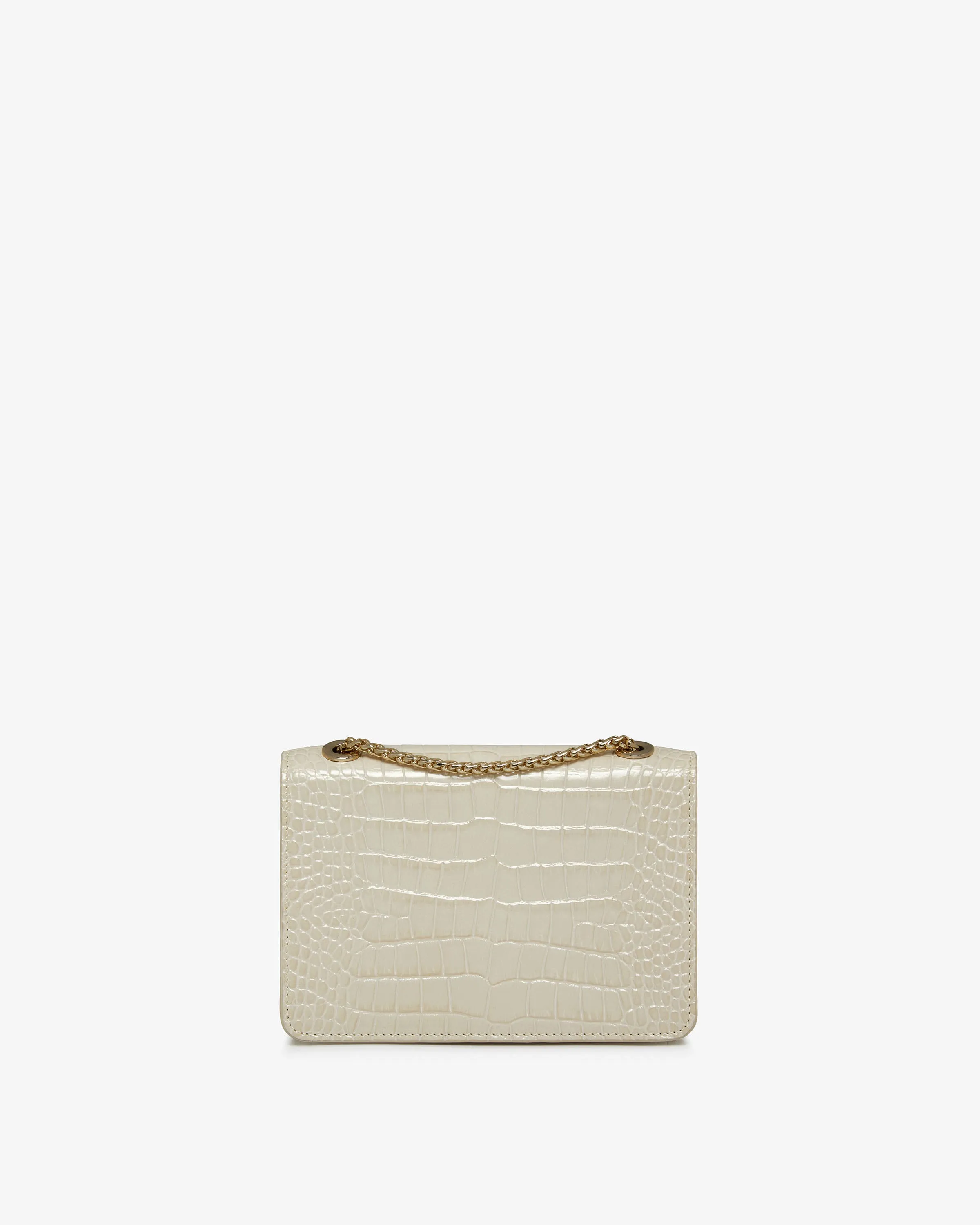 East/West Mini - Croc-Embossed Leather Vanilla