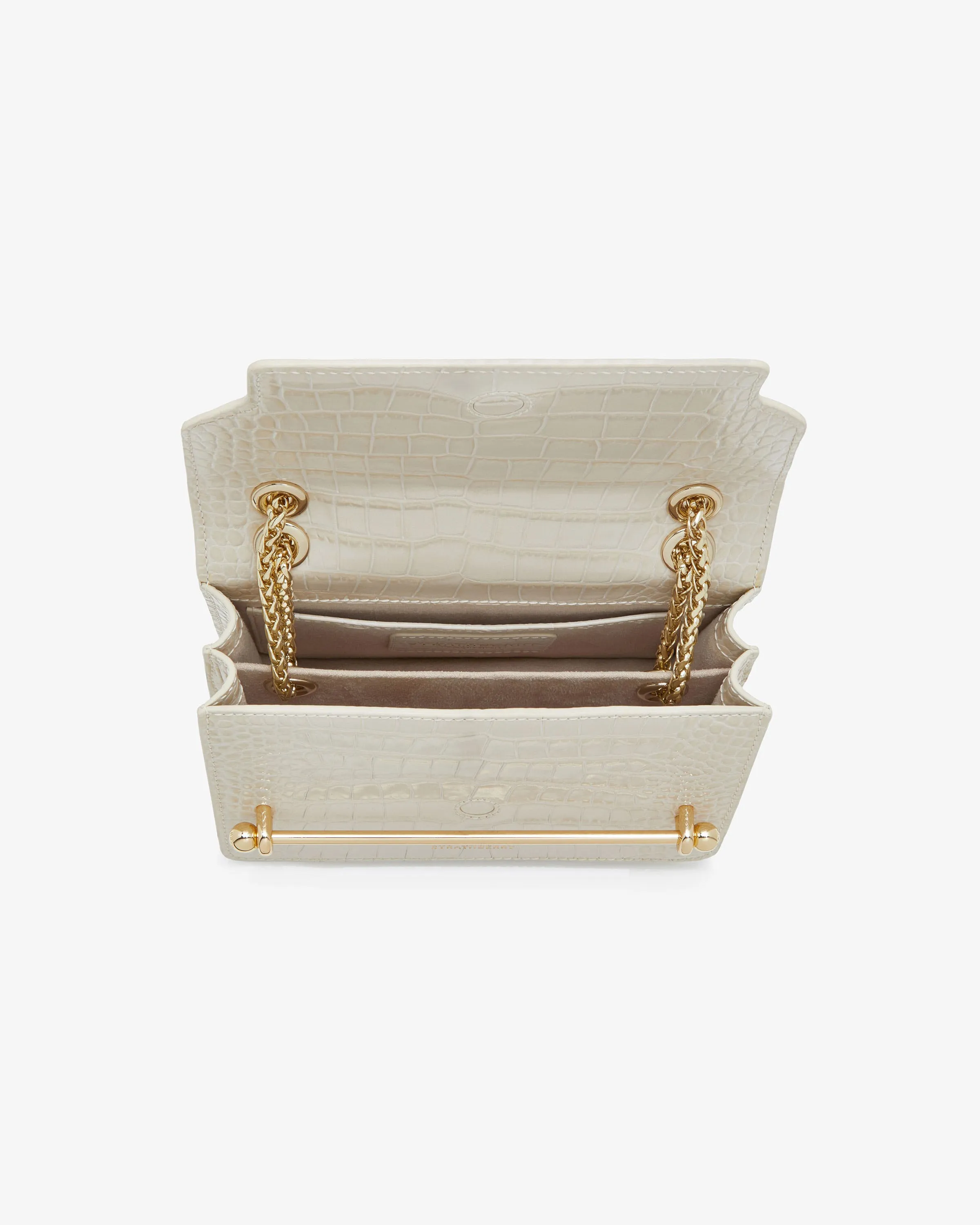East/West Mini - Croc-Embossed Leather Vanilla