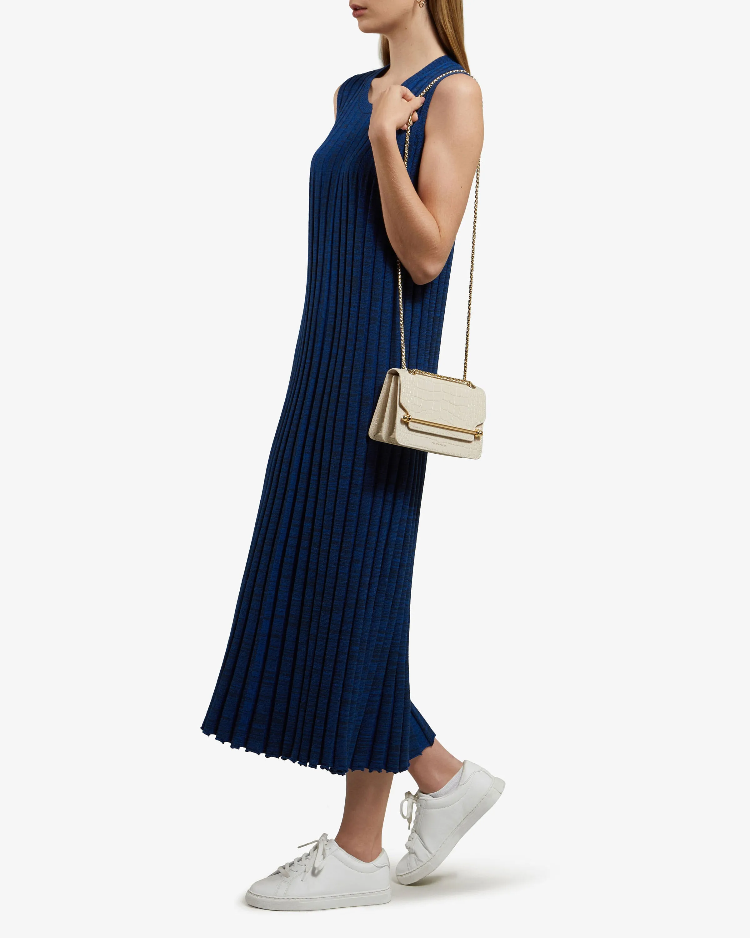 East/West Mini - Croc-Embossed Leather Vanilla