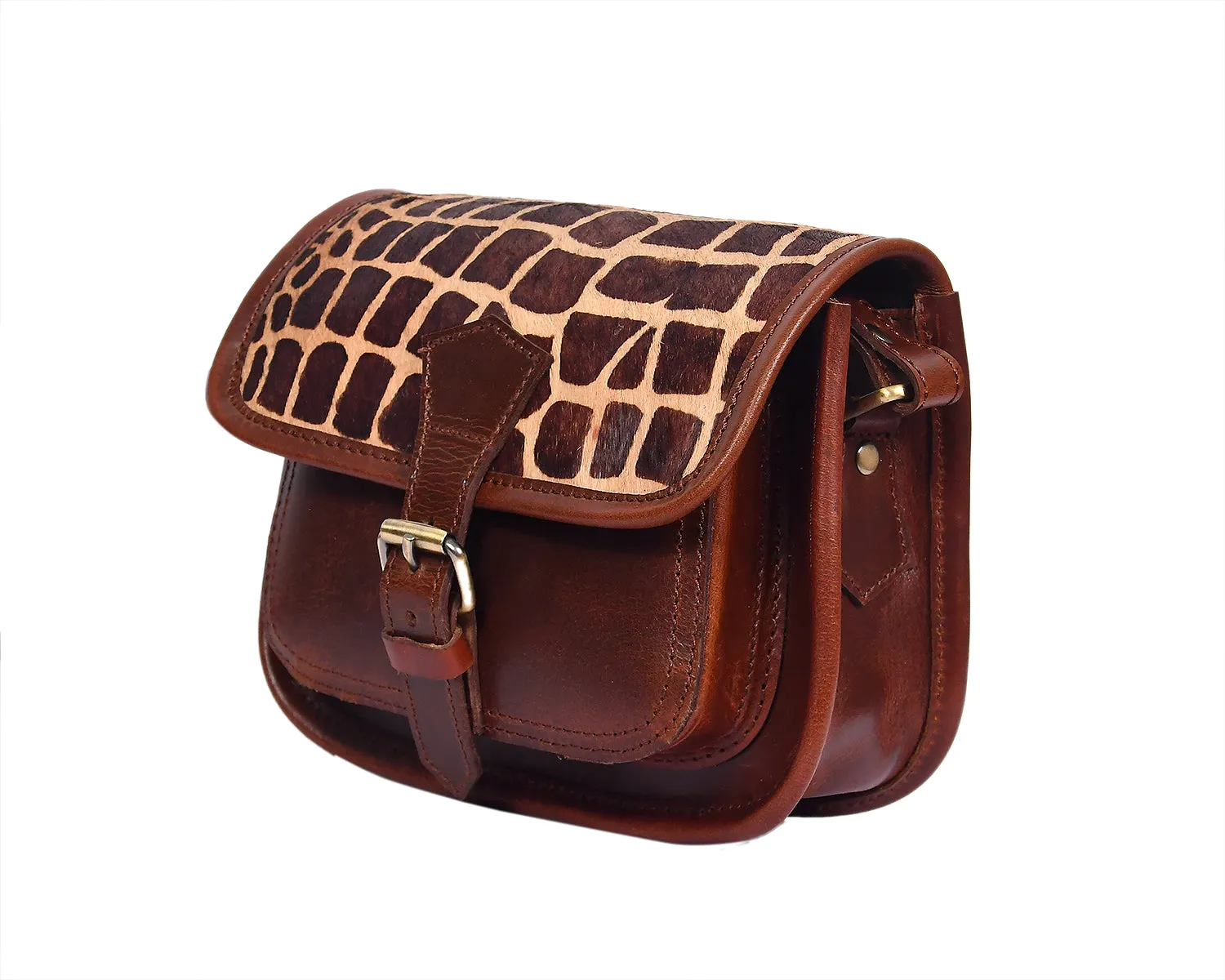 Elevate Your Style with our Printed Hair on Leather Sling Bag. Art: BG-1453