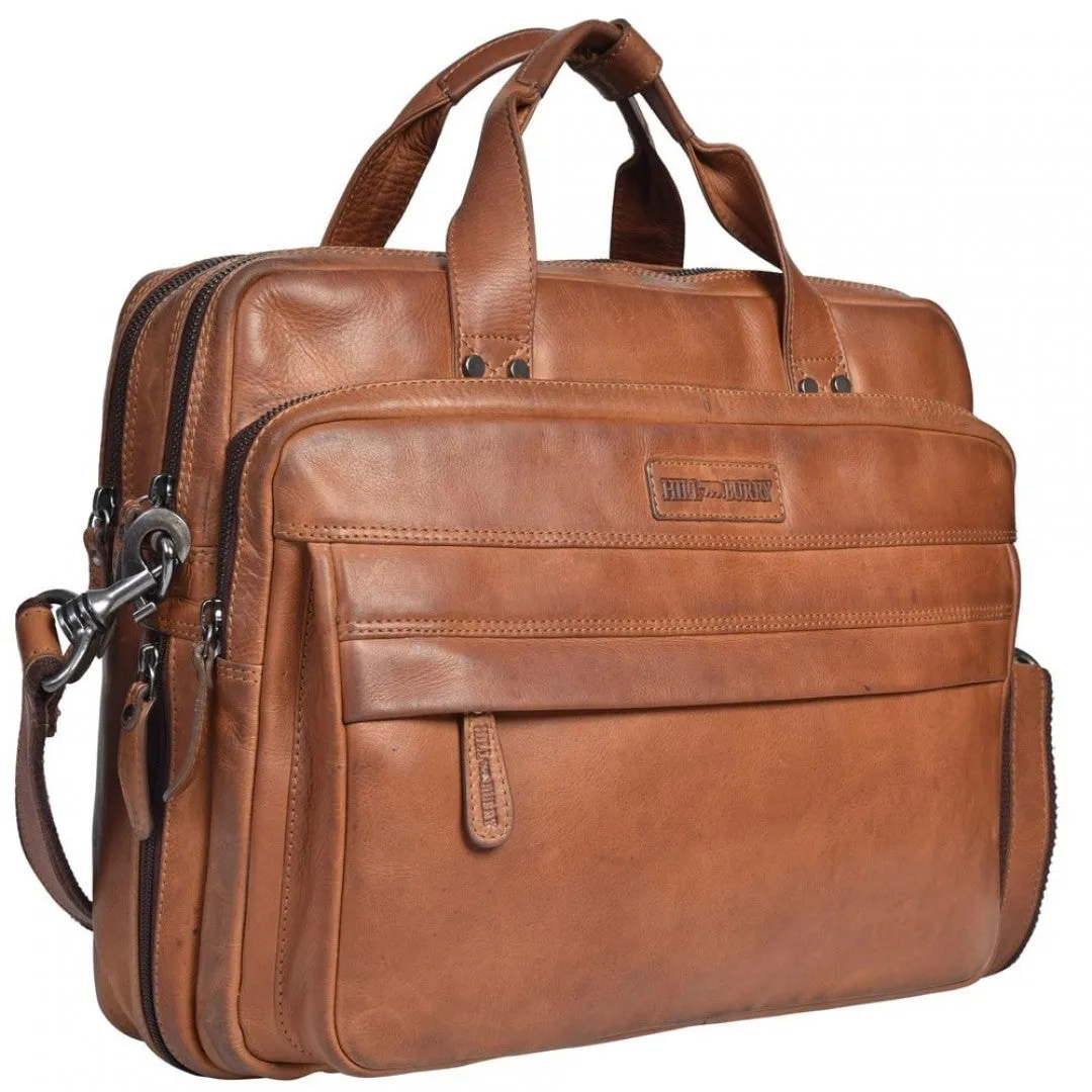 Genuine Leather Business Bag Hill Burry - VB100217-4075 - Vintage Leather Brown