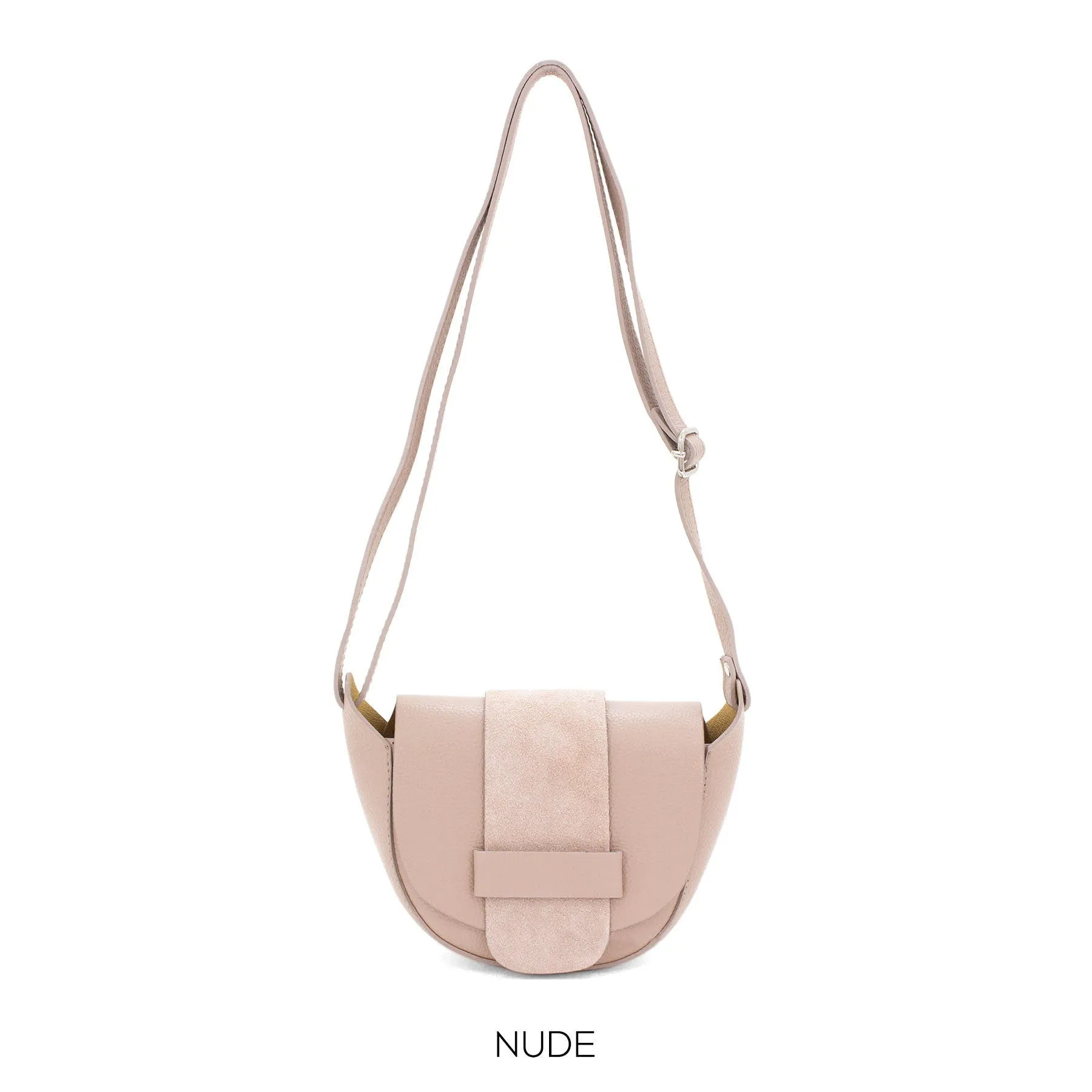 Genuine Leather Italian Elegant Leather & Suede Half Moon Crossbody Bag Shoulder Bag Crossbody Handbag Gift For Her Valentines Small Handbag
