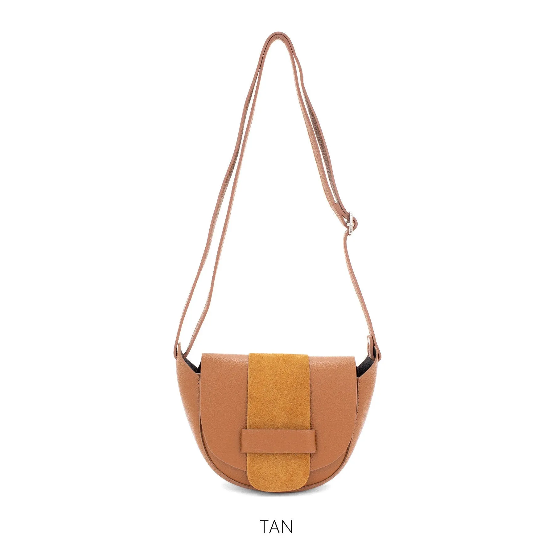 Genuine Leather Italian Elegant Leather & Suede Half Moon Crossbody Bag Shoulder Bag Crossbody Handbag Gift For Her Valentines Small Handbag