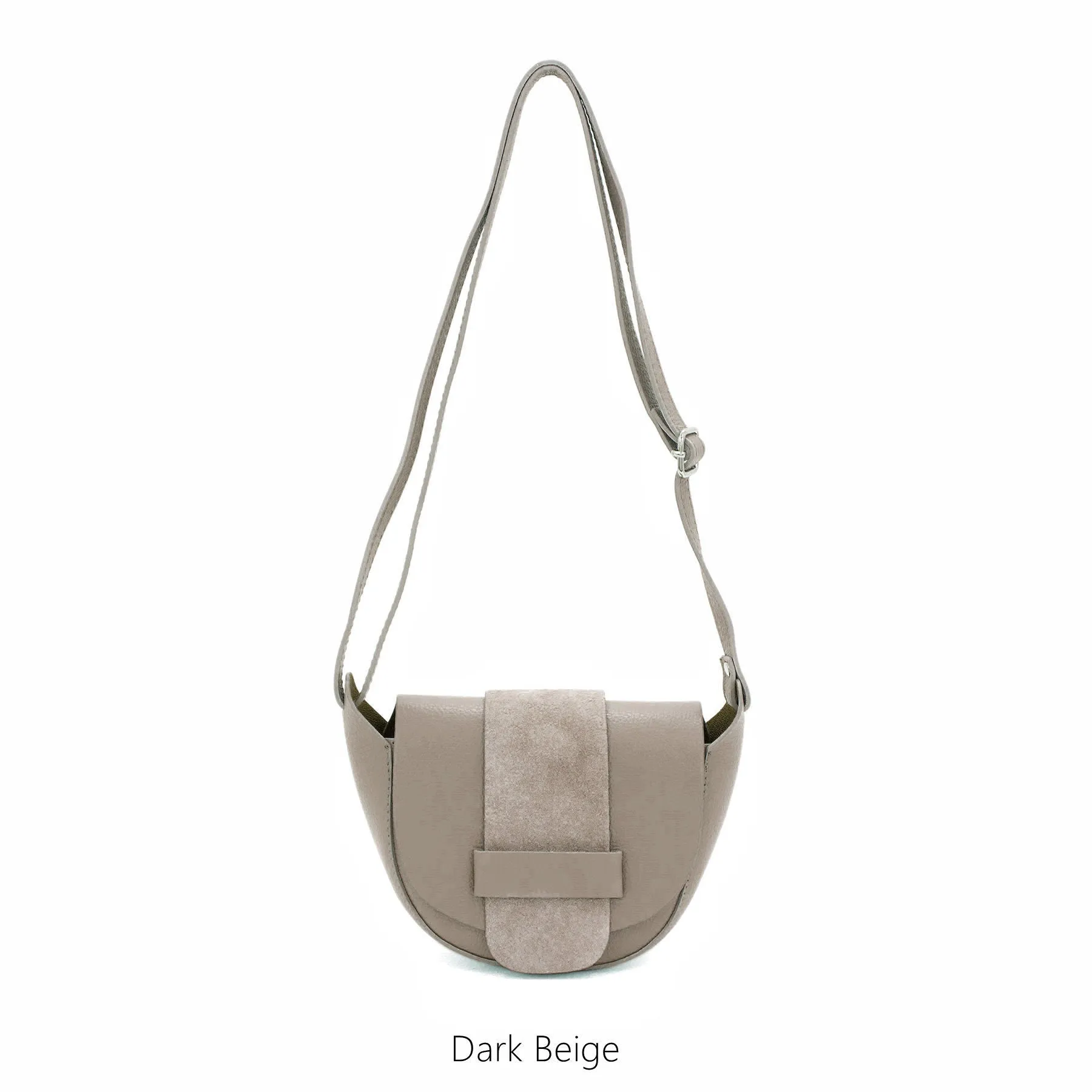Genuine Leather Italian Elegant Leather & Suede Half Moon Crossbody Bag Shoulder Bag Crossbody Handbag Gift For Her Valentines Small Handbag