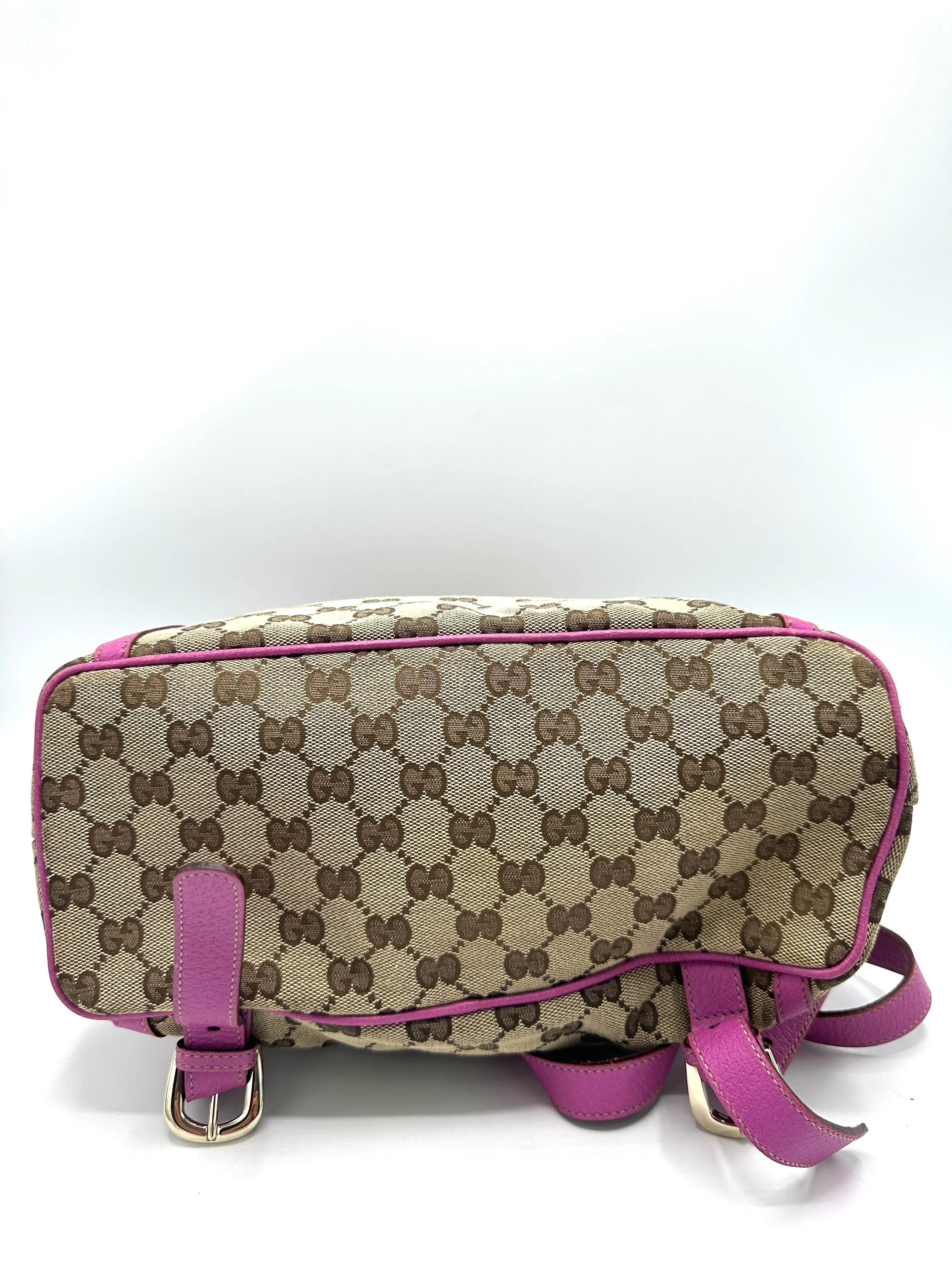 GG Canvas Pink Leather Trimmed Backpack