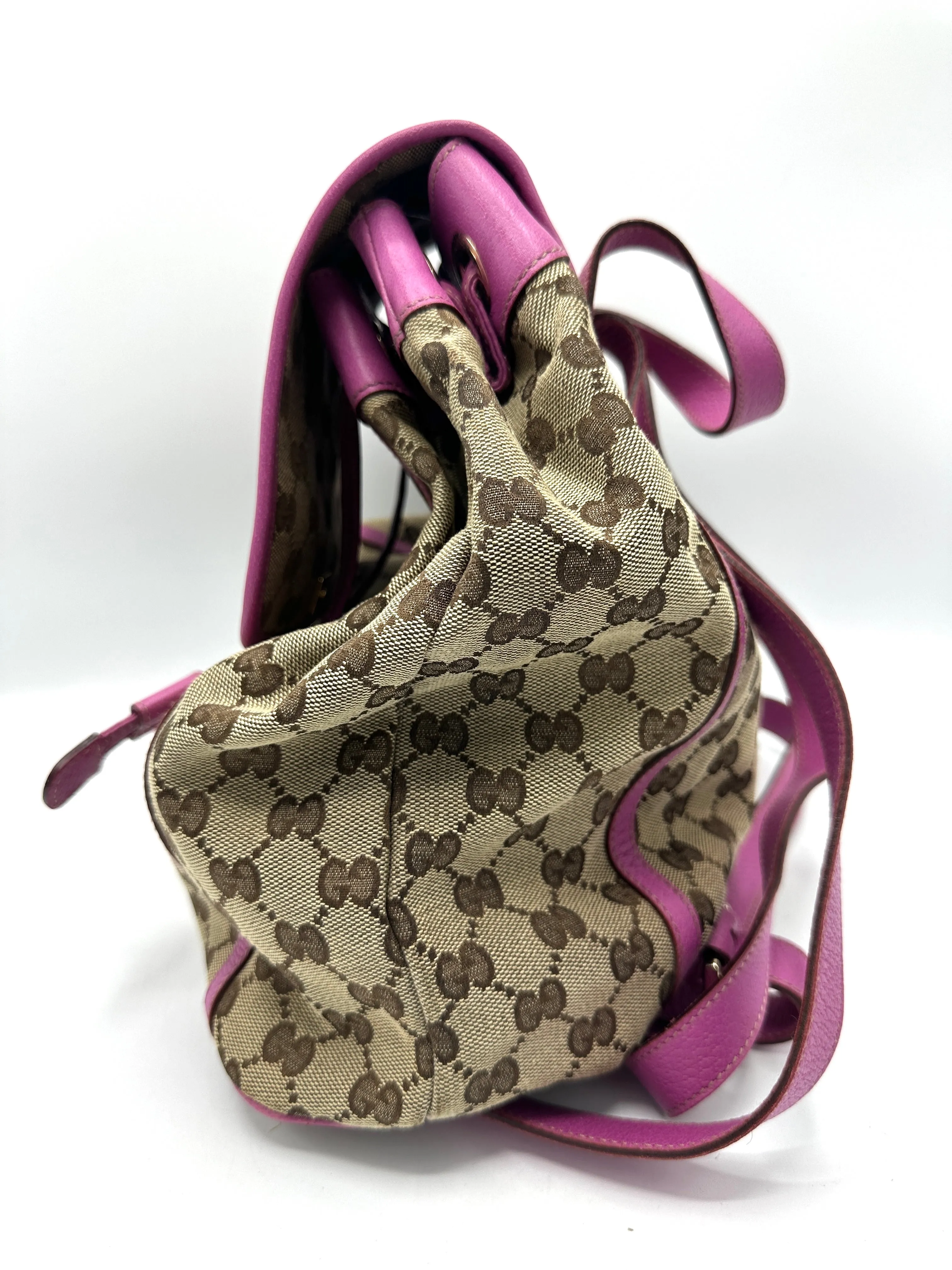 GG Canvas Pink Leather Trimmed Backpack