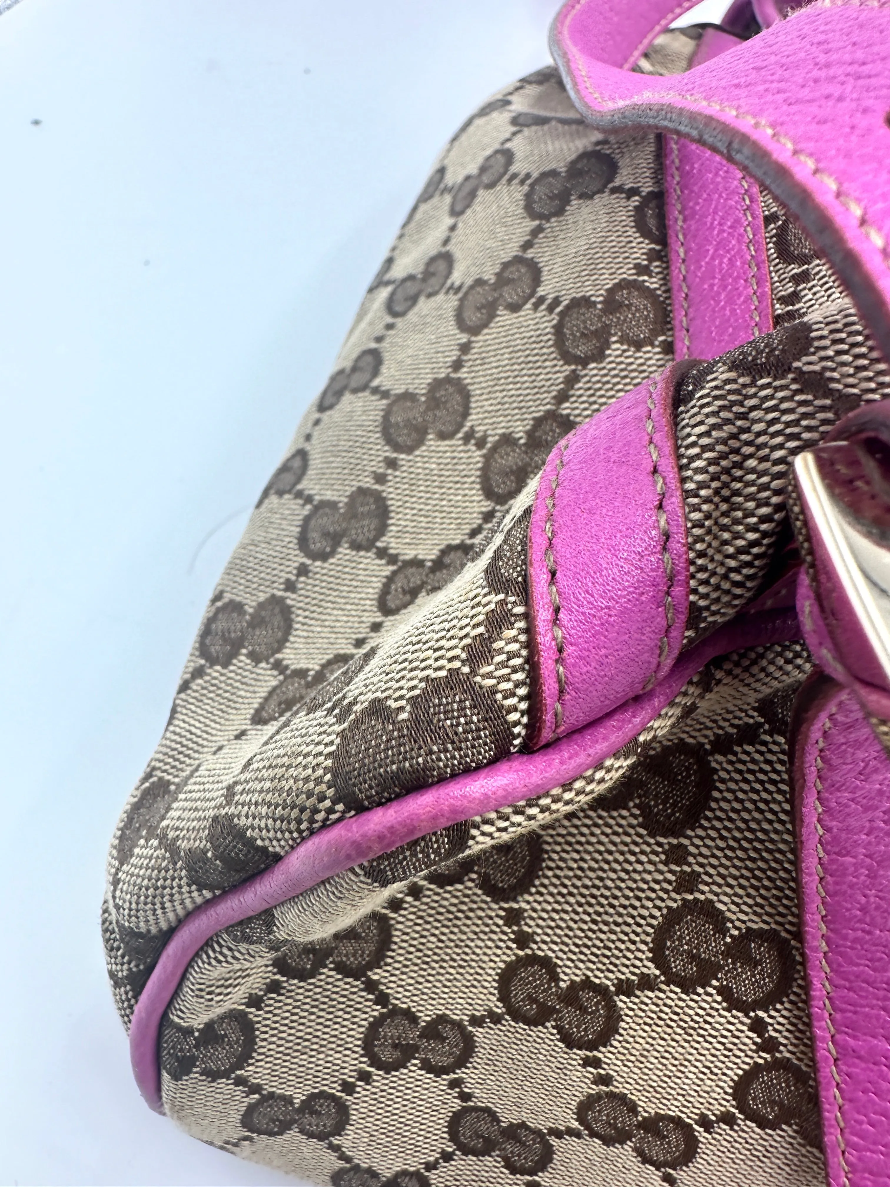GG Canvas Pink Leather Trimmed Backpack