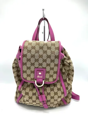 GG Canvas Pink Leather Trimmed Backpack
