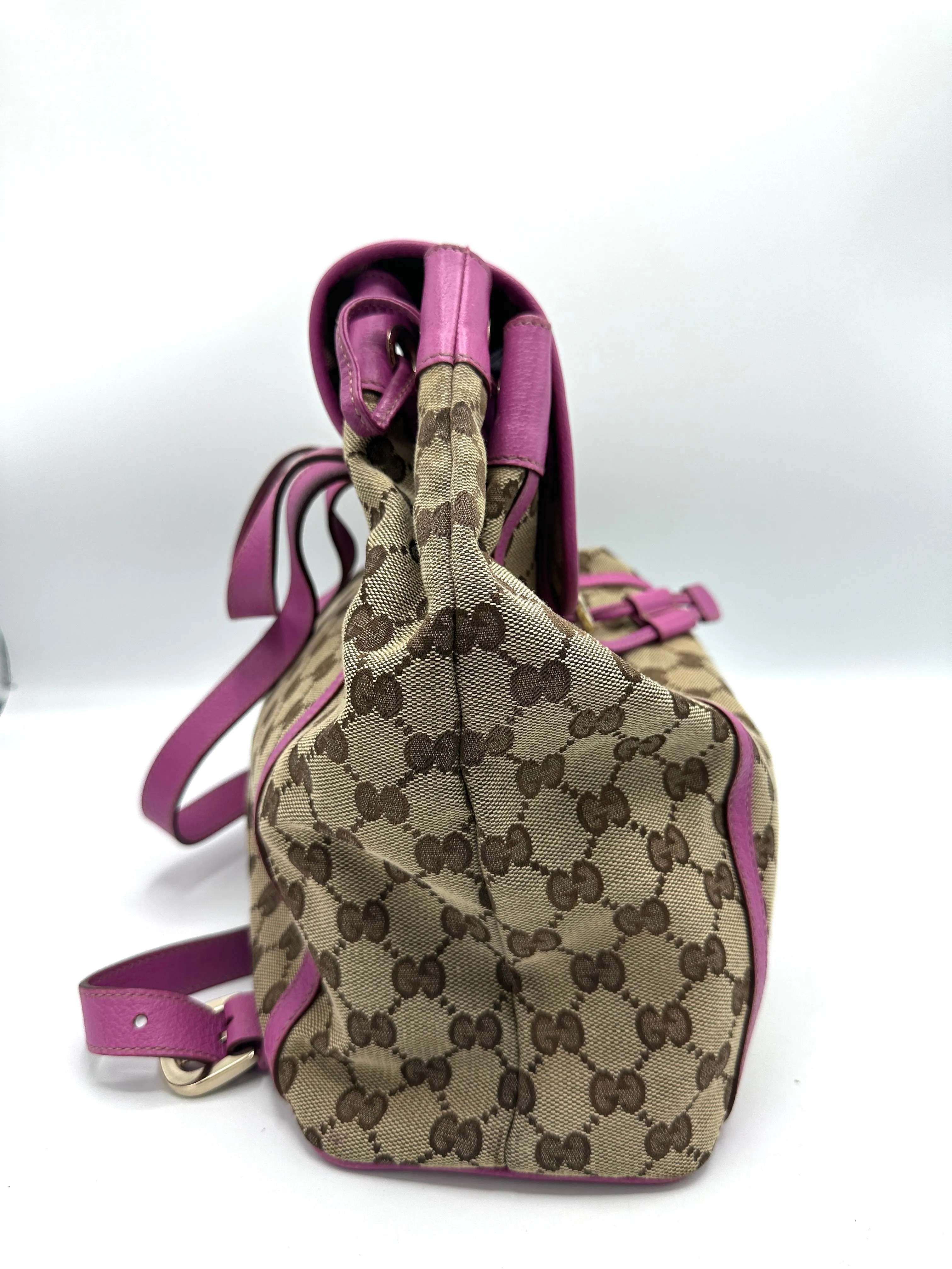 GG Canvas Pink Leather Trimmed Backpack