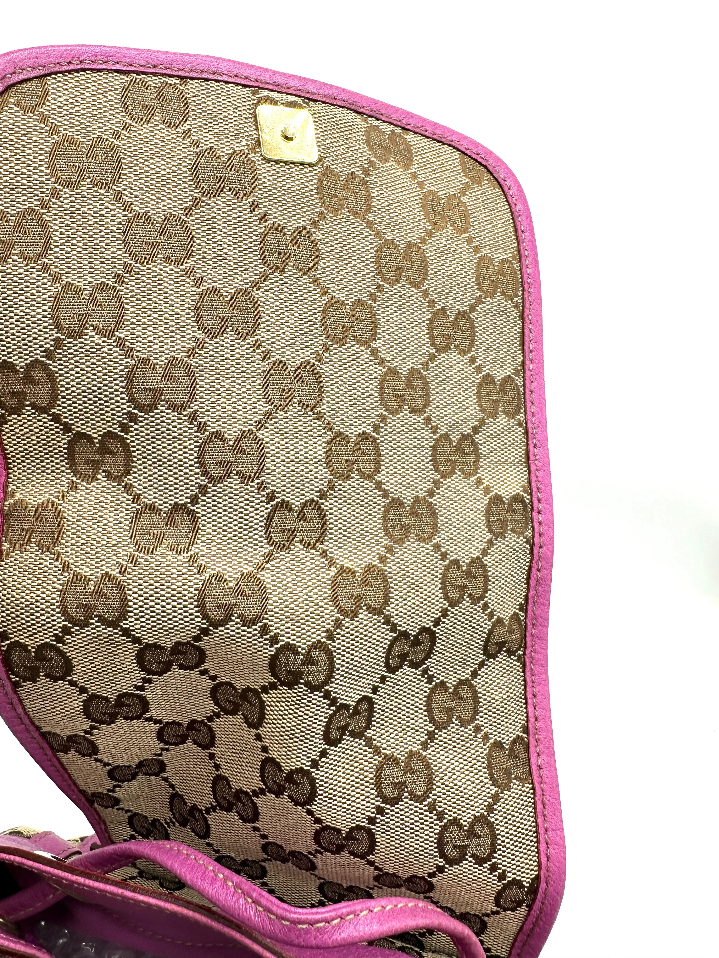 GG Canvas Pink Leather Trimmed Backpack