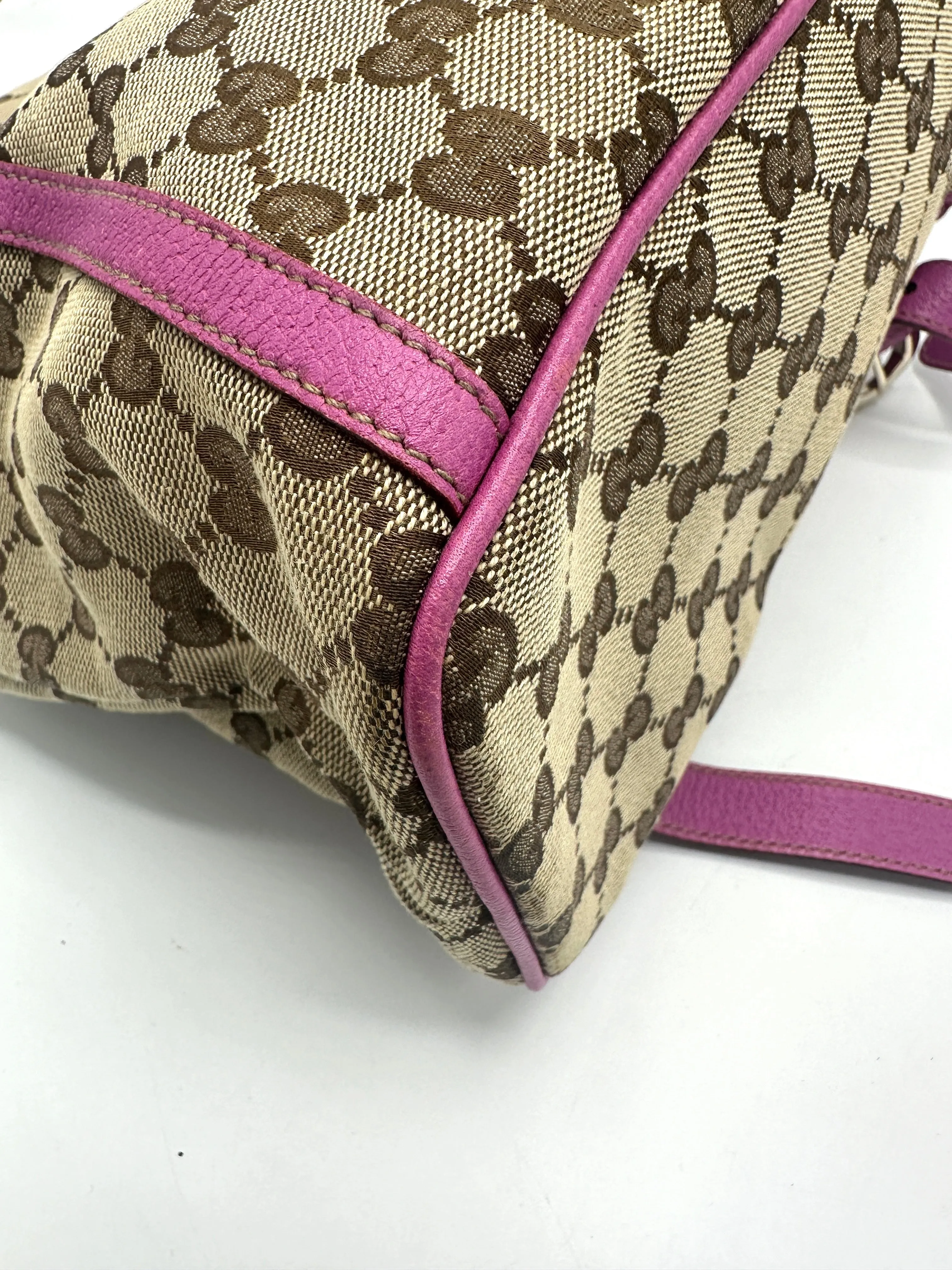 GG Canvas Pink Leather Trimmed Backpack