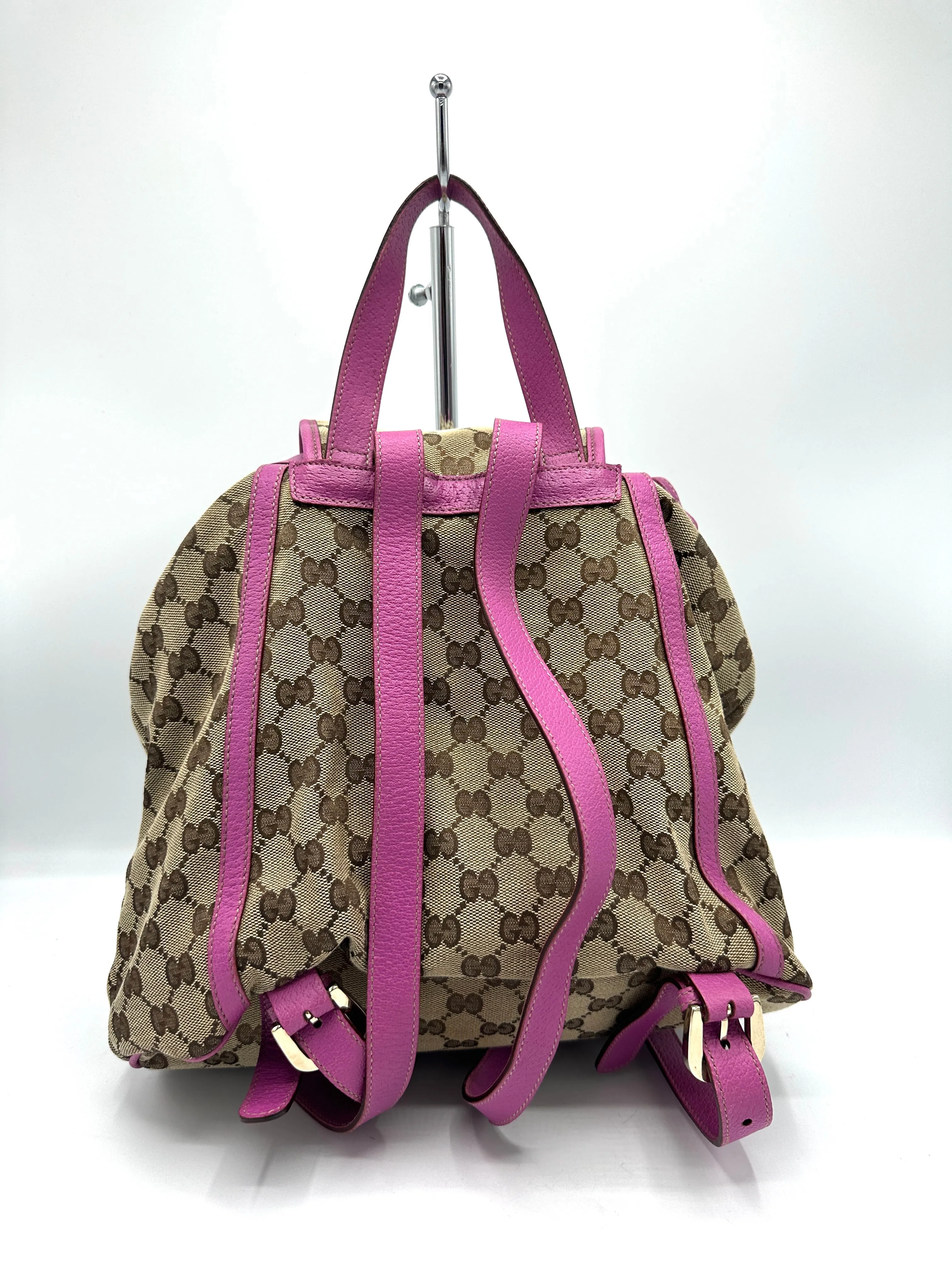 GG Canvas Pink Leather Trimmed Backpack