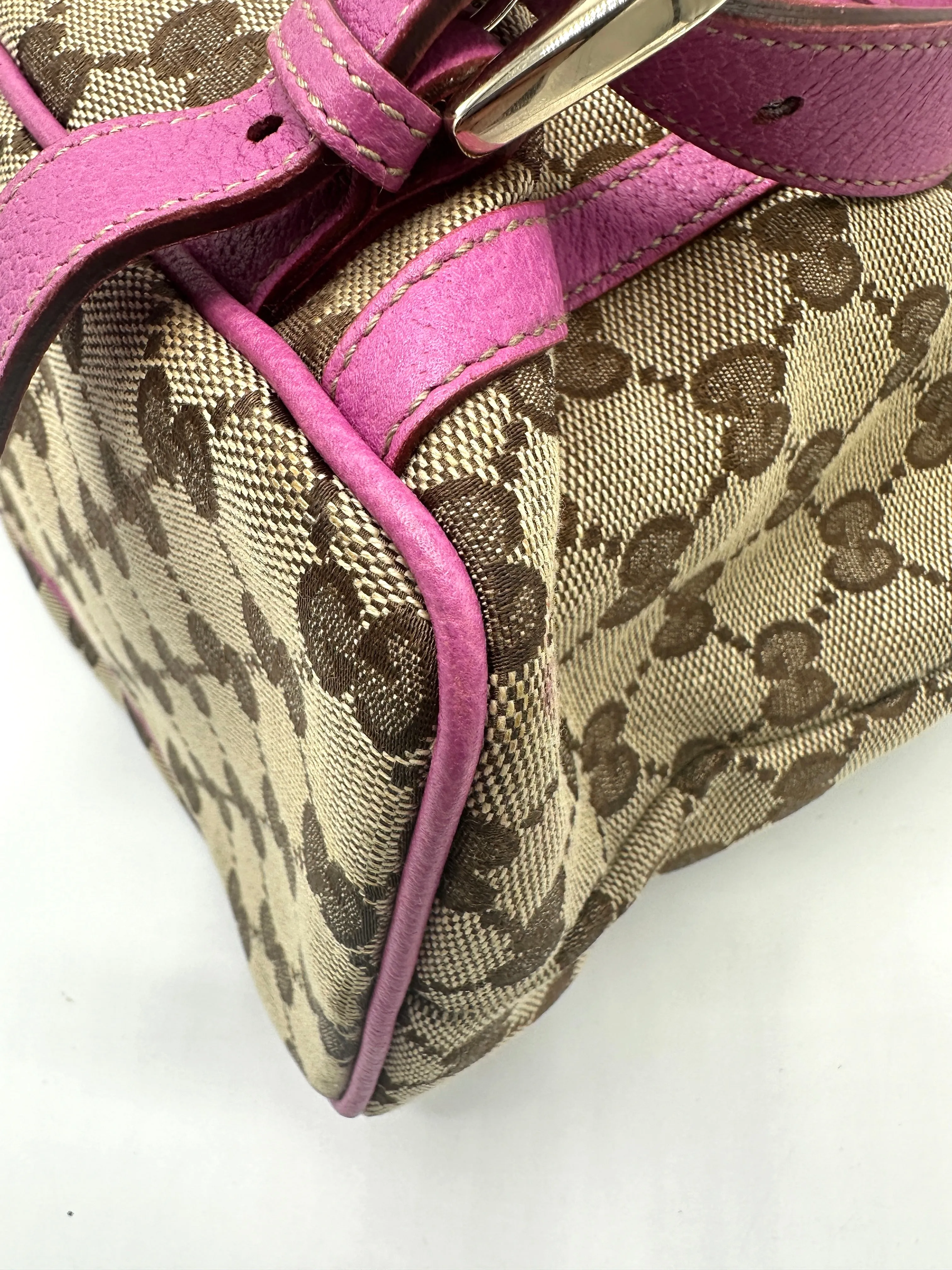GG Canvas Pink Leather Trimmed Backpack