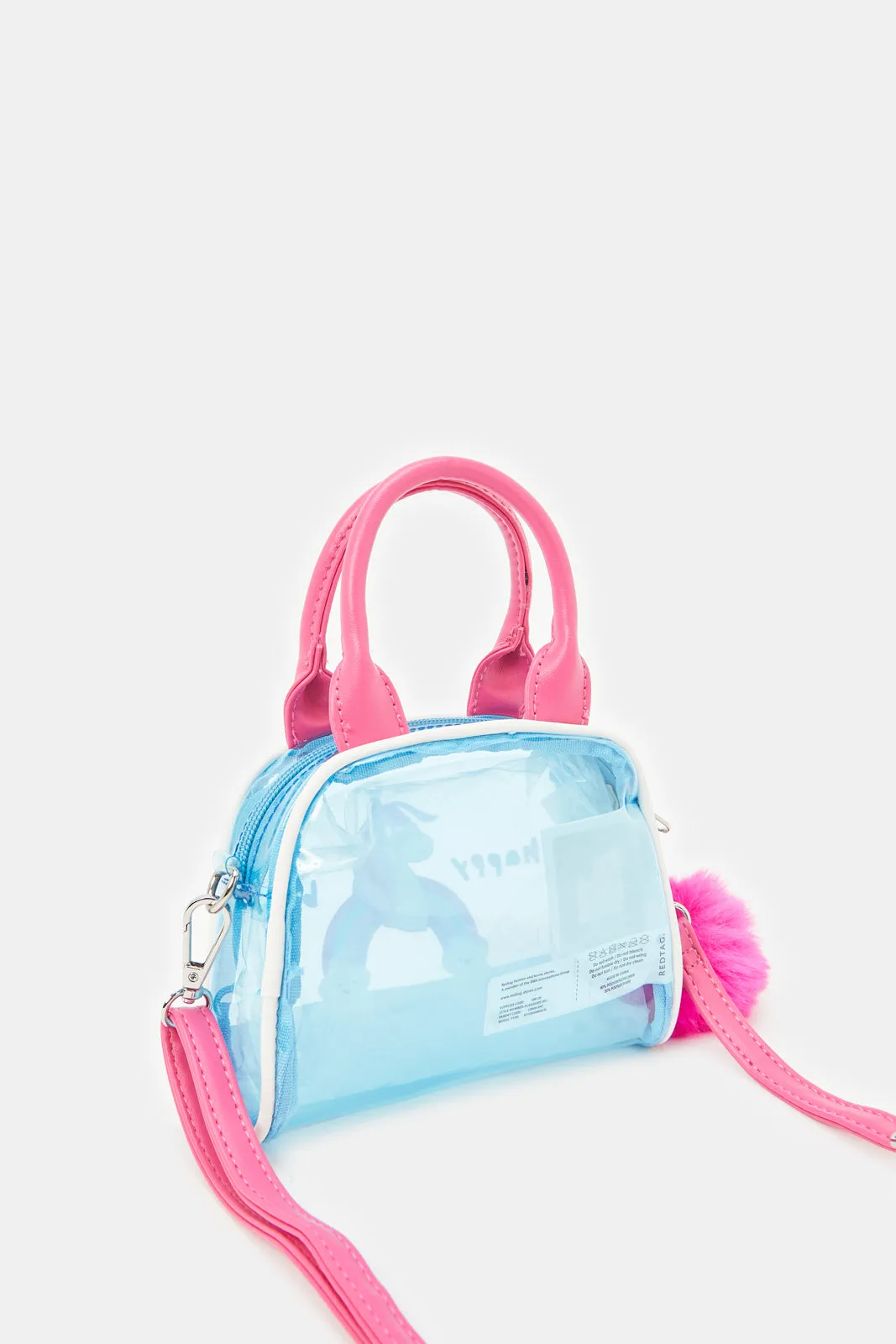 Girls Blue And Fuchsia Embellished Cross Body Bag
