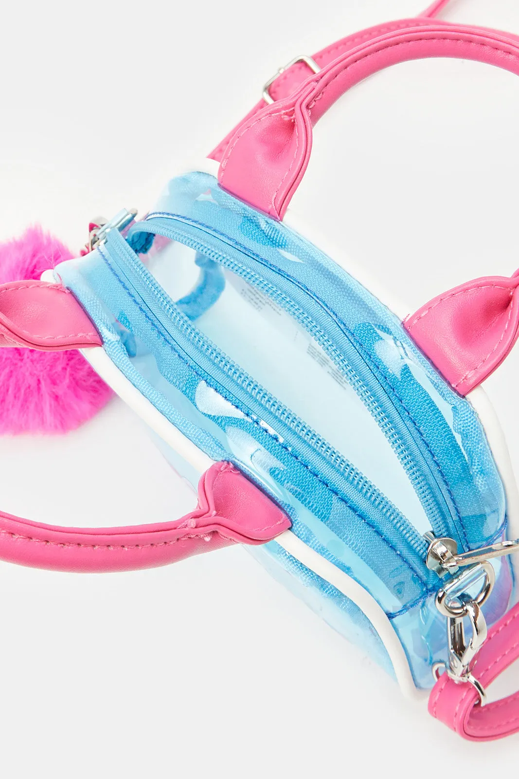 Girls Blue And Fuchsia Embellished Cross Body Bag