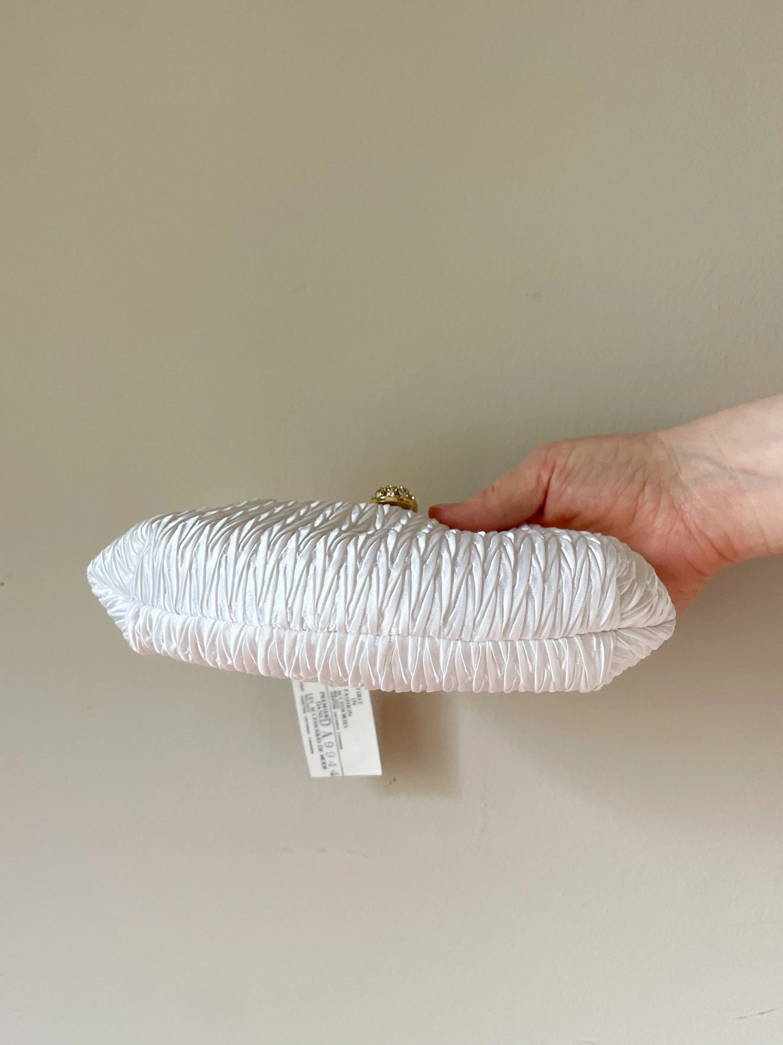 Golco White Satin Gold Sparkle 2-in-1 Evening Bag Clutch NWT