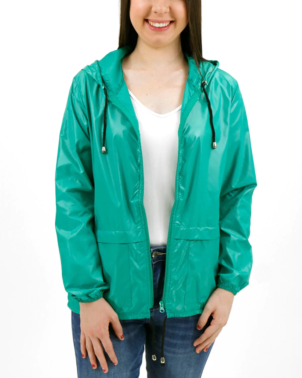 Grace and Lace Packable Rain Jacket - Aquamarine
