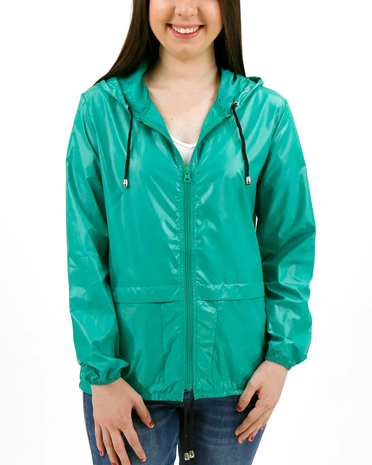 Grace and Lace Packable Rain Jacket - Aquamarine
