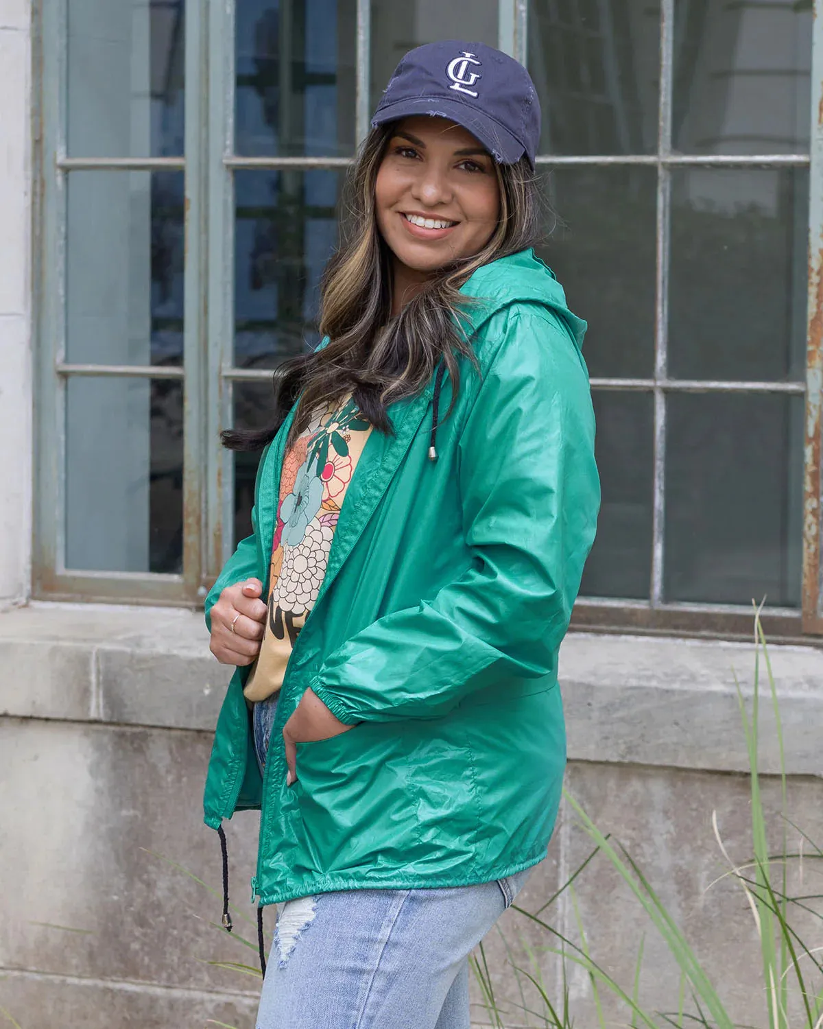 Grace and Lace Packable Rain Jacket - Aquamarine