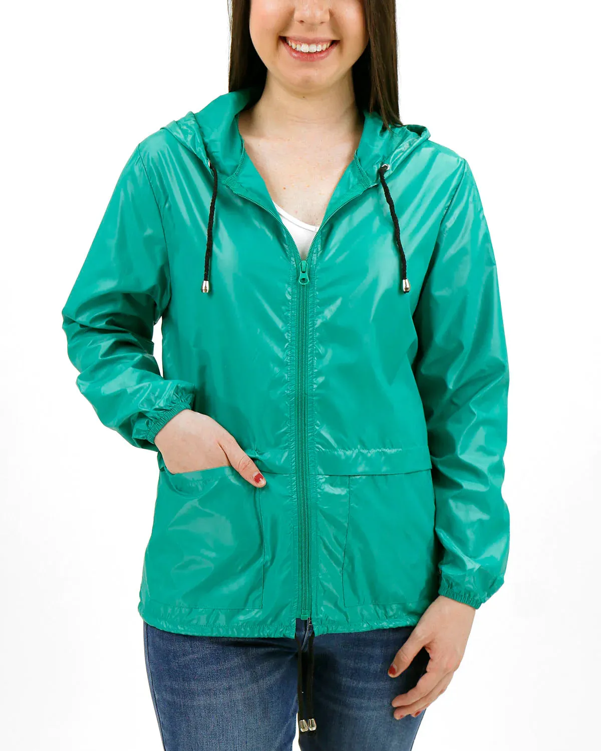 Grace and Lace Packable Rain Jacket - Aquamarine