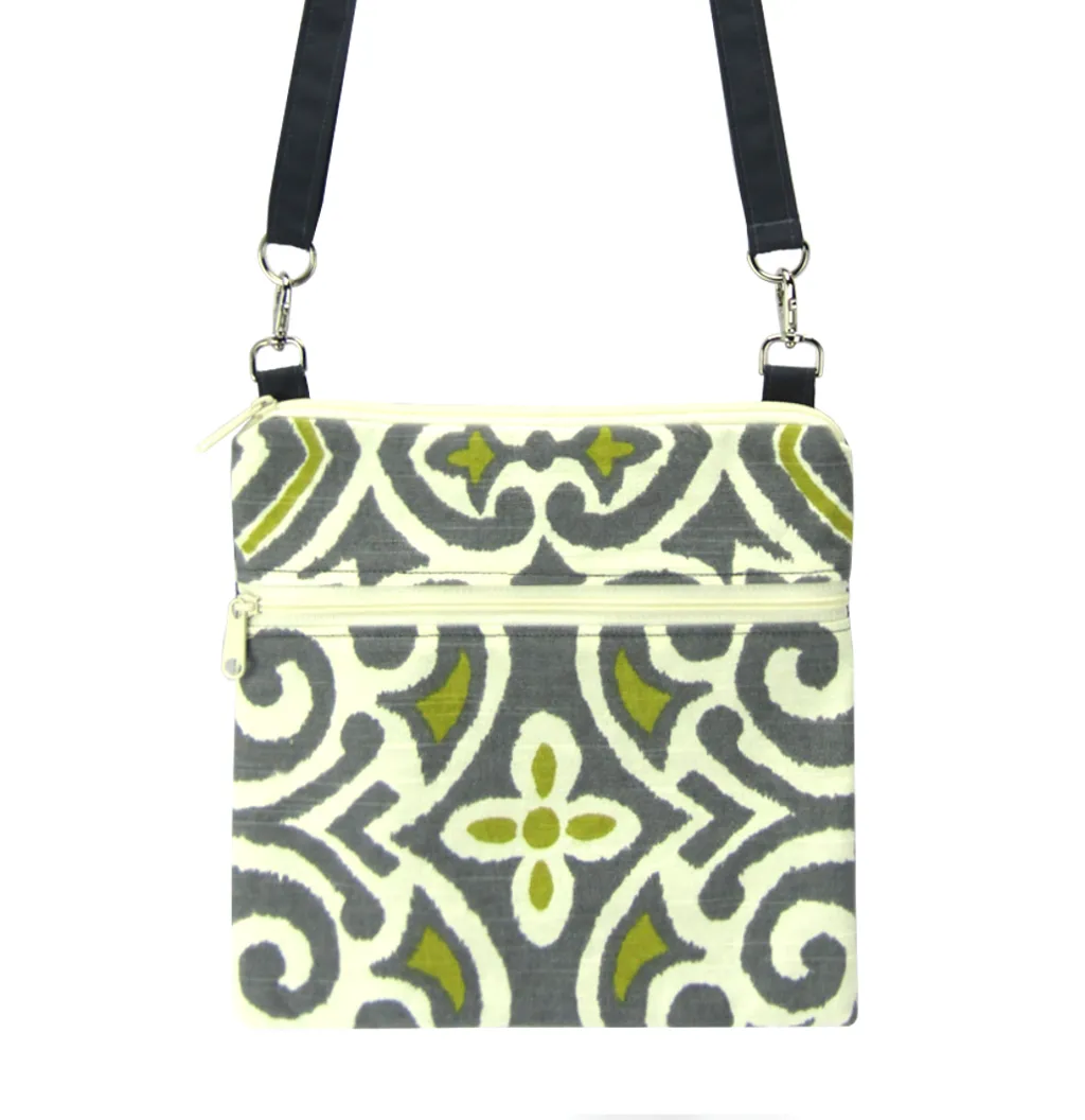 Granite Damask | Dark Grey Nylon | Mini Square Crossbody Bag