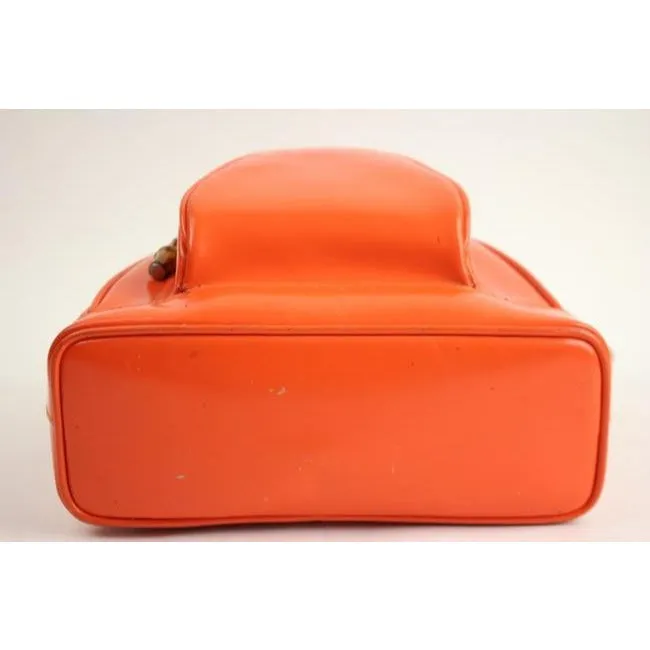 Gucci Messenger Triangular Two Way Messengerbackpack With Pocket Orange Patent Leather Backpack