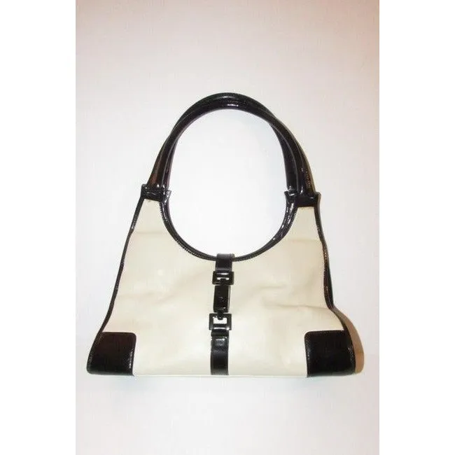 Gucci Shoulder Bag Bardot Jackie Handle White Black Leather Satchel