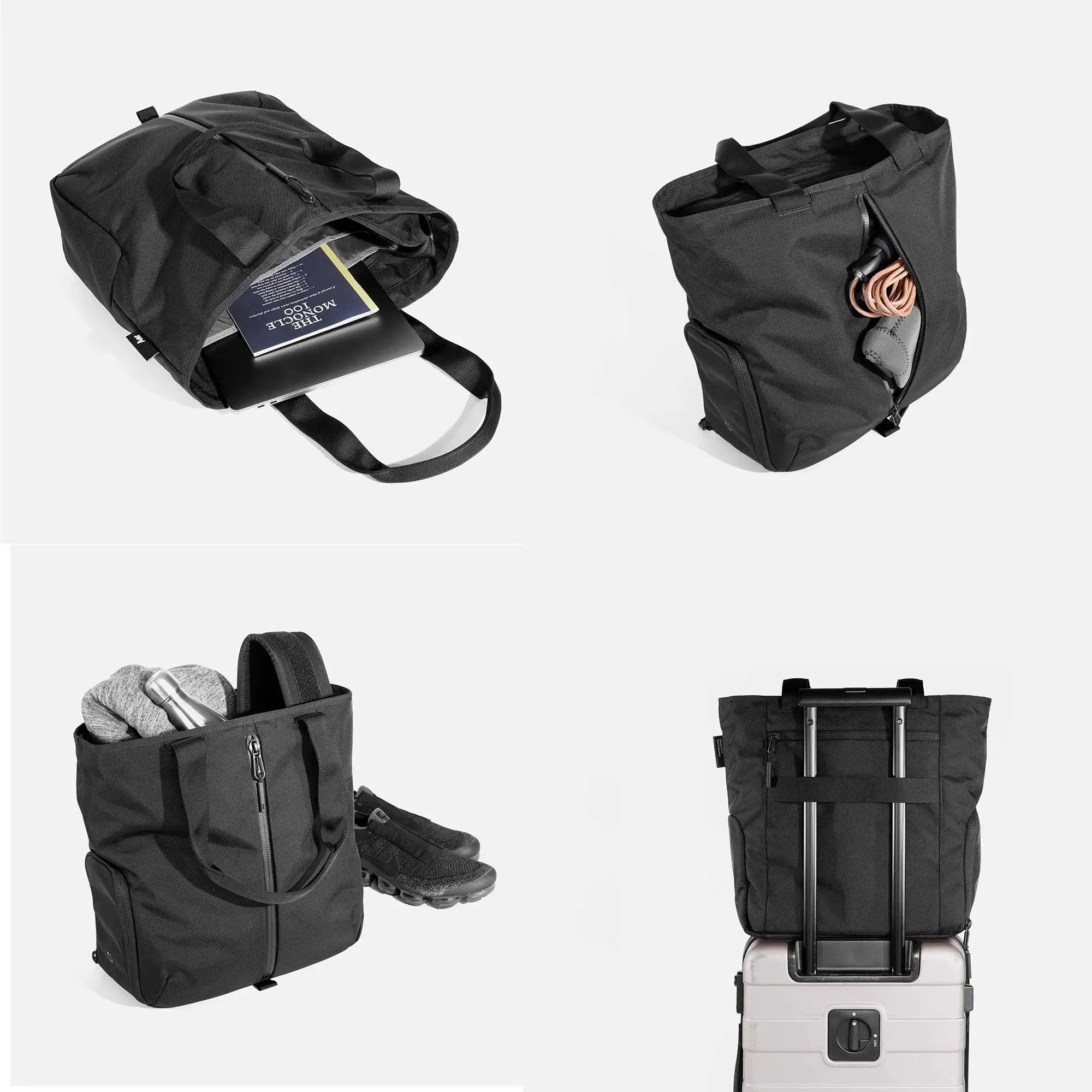 Gym Bag for women with shoe compartment, Tote Bag, Multipurpose, Black