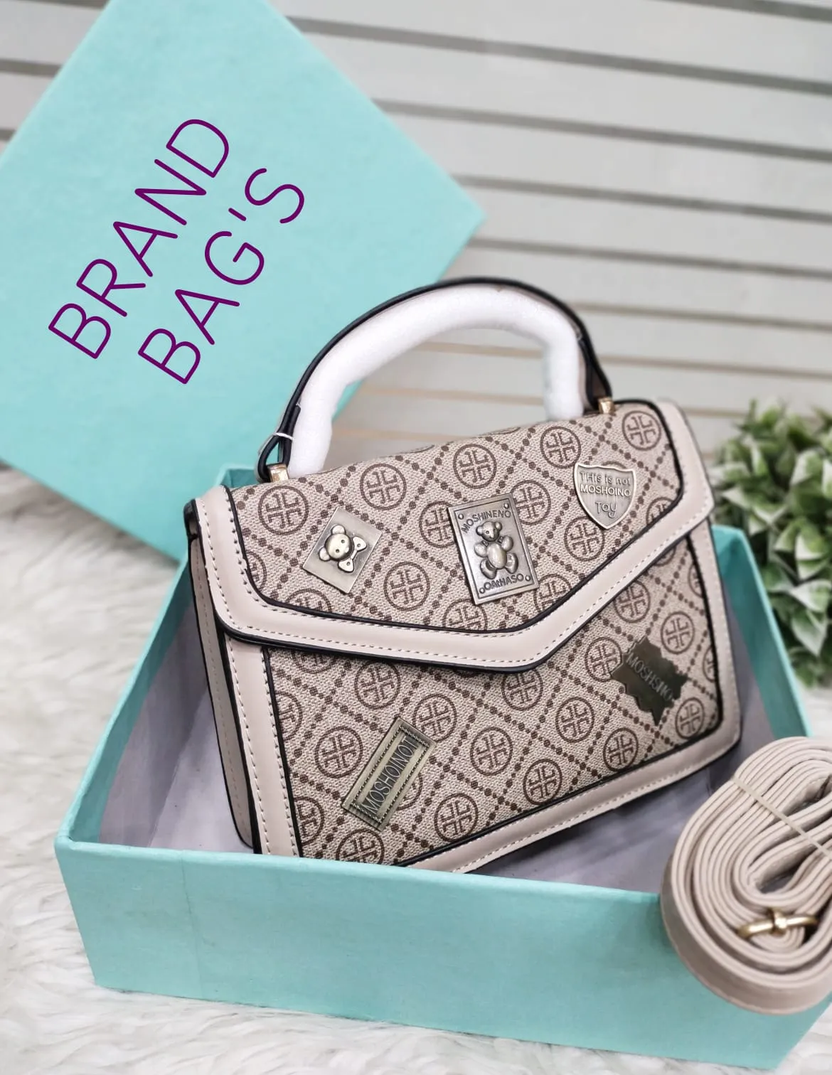 High Quality MOSHINENO Branded Cross Body Bag for Girls (Beige)