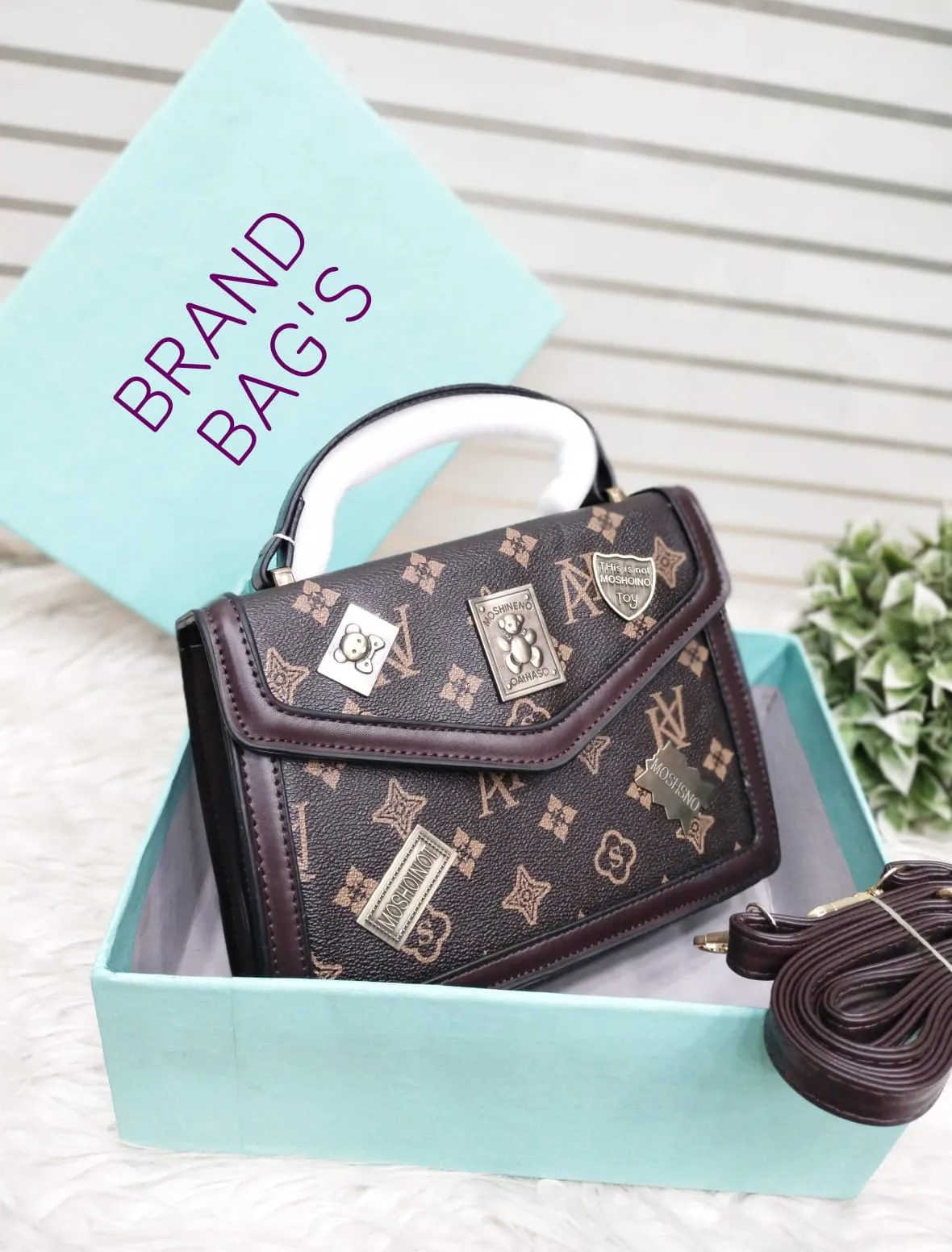 High Quality MOSHINENO Branded Cross Body Bag for Girls (Brown)