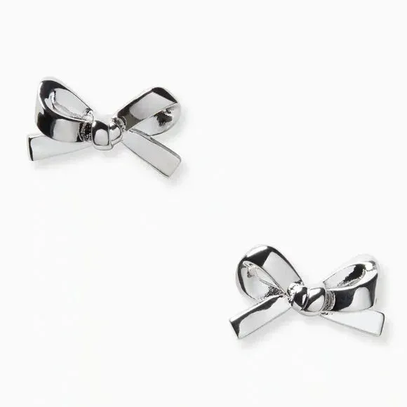 Kate Spade Skinny Mini Bow Stud Earrings in Silver