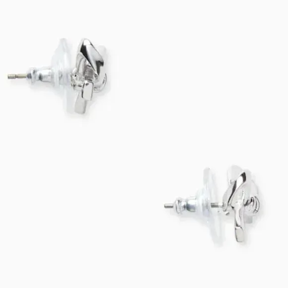 Kate Spade Skinny Mini Bow Stud Earrings in Silver