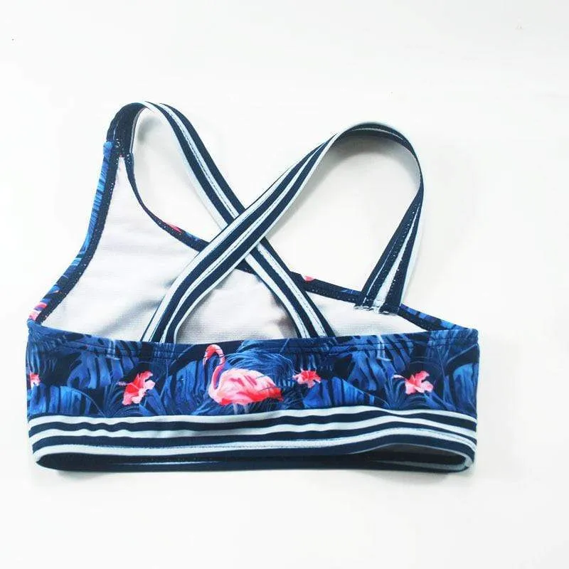 Kid Girl's Cute Flamingo Print Swimsuit