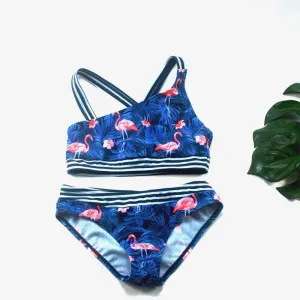Kid Girl's Cute Flamingo Print Swimsuit