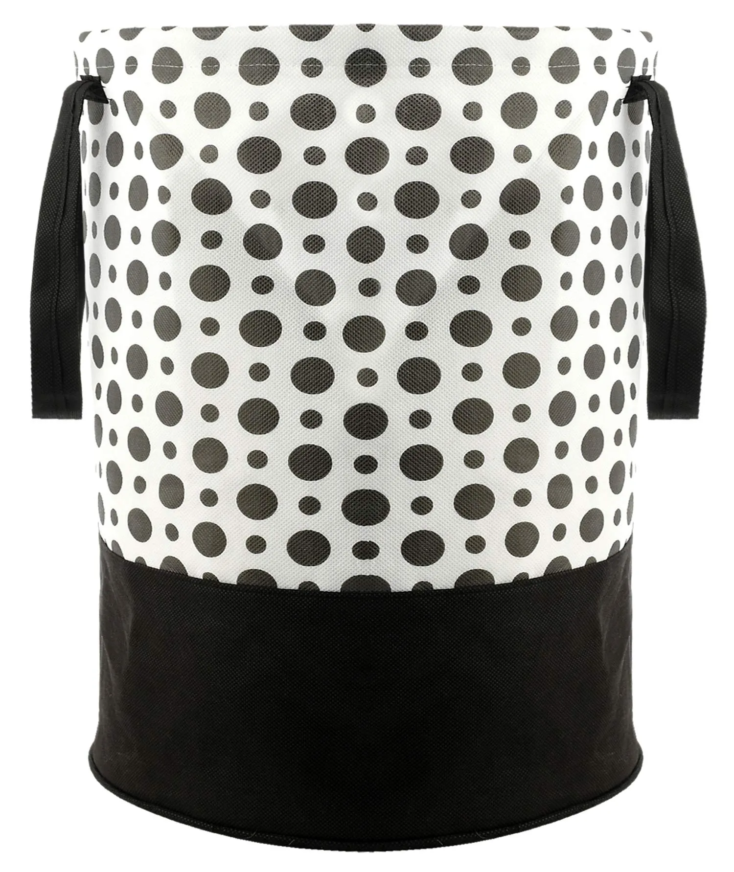 Kuber Industries Polka Dots Printed 2 Pieces Waterproof Canvas Laundry Bag, Toy Storage, Laundry Basket Organizer 45 L (Black & White)| Stylish and Functional Laundry Storage Solution