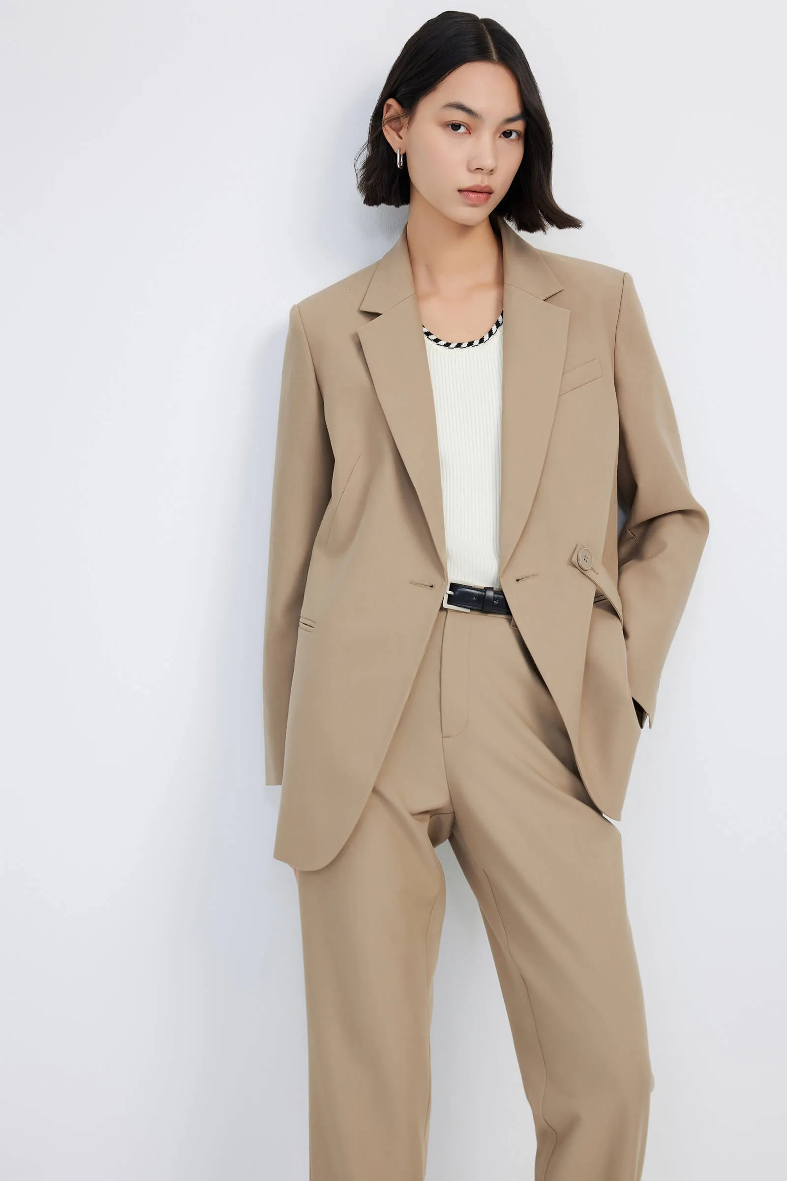 LILY Asymmetrical Belted Blazer