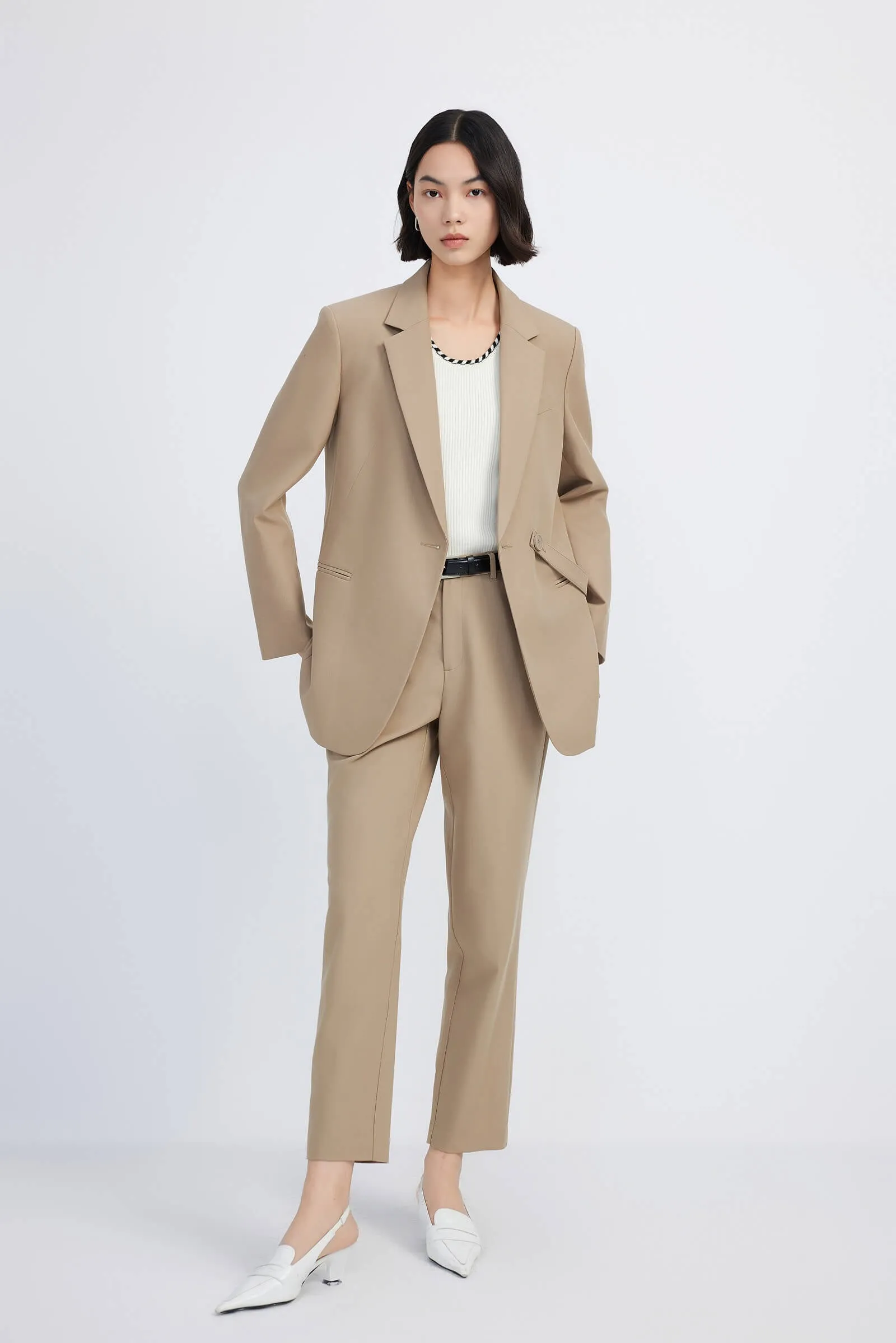 LILY Asymmetrical Belted Blazer