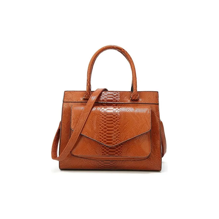 Luxury CrocTex PU Leather Shoulder Bag