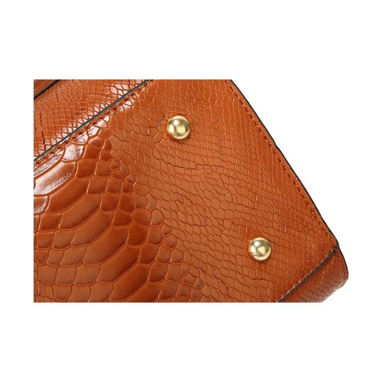 Luxury CrocTex PU Leather Shoulder Bag