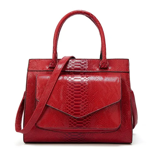 Luxury CrocTex PU Leather Shoulder Bag