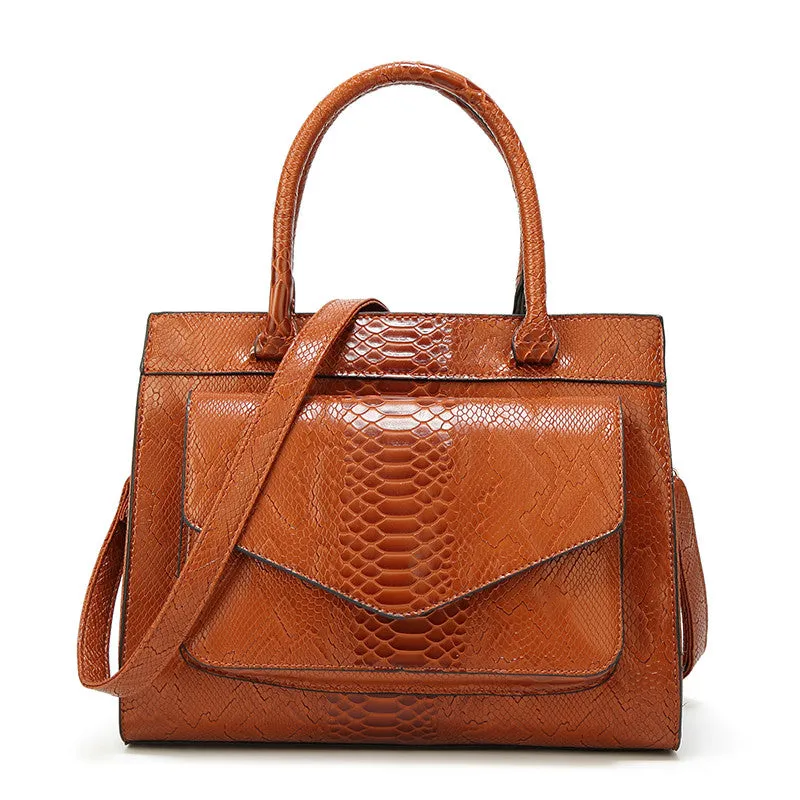 Luxury CrocTex PU Leather Shoulder Bag