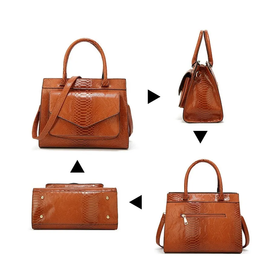 Luxury CrocTex PU Leather Shoulder Bag
