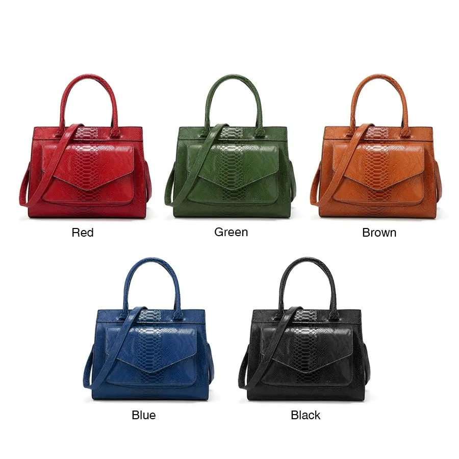 Luxury CrocTex PU Leather Shoulder Bag