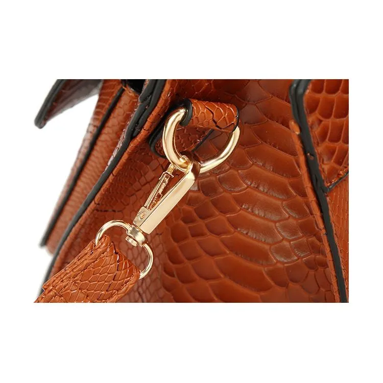 Luxury CrocTex PU Leather Shoulder Bag