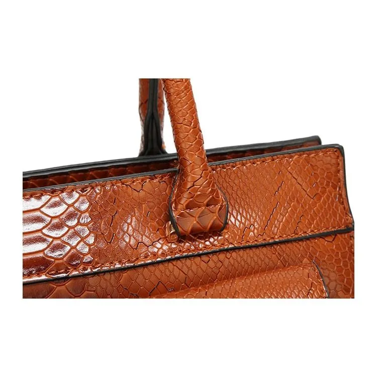 Luxury CrocTex PU Leather Shoulder Bag