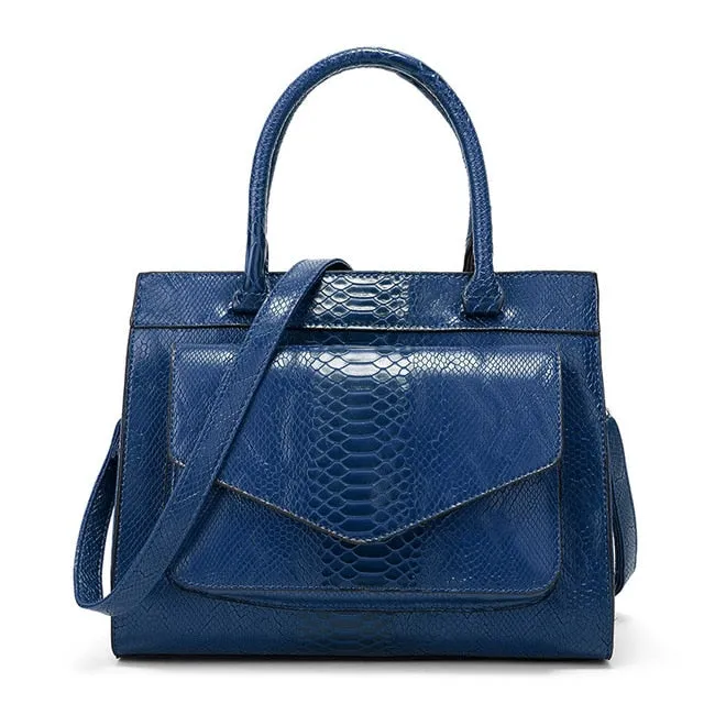 Luxury CrocTex PU Leather Shoulder Bag